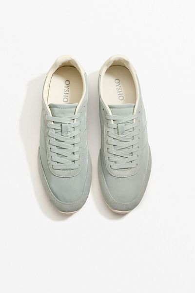 Oysho Nylon trainers with split-leather pieces