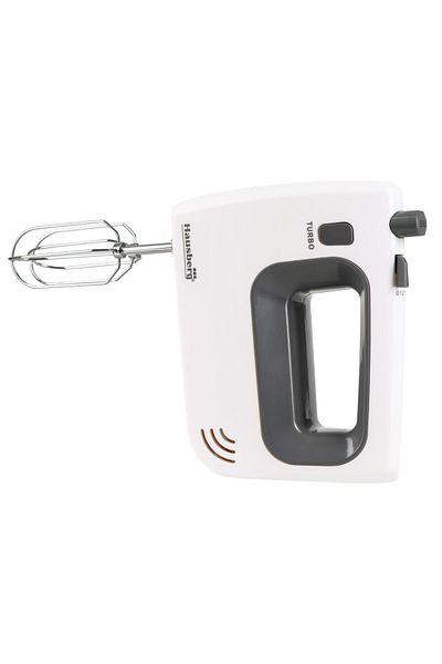 Hausberg Mixer de mana Hausberg HB-4120AB, 300W ,5 viteze, Functie Turbo, Teluri si carlige metalice, Alb/Gri
