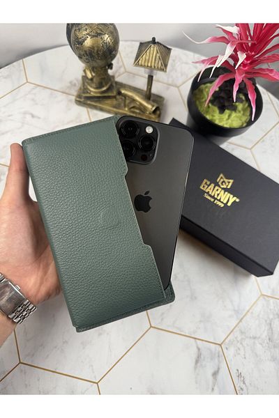 Garniy Khaki Green Wallet with Phone Compartment and Handle and Large Compartment