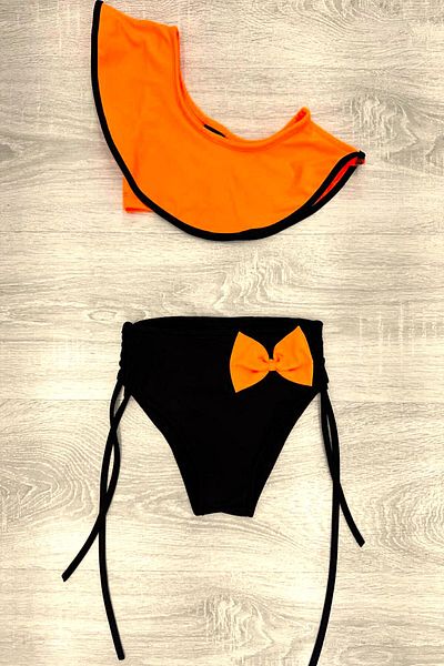DeKuBaby New Season 2 Pieces, Valonlu, One Shoulder, Bow Tie-Up Very Stylish and Cool Girl's Bikini Set