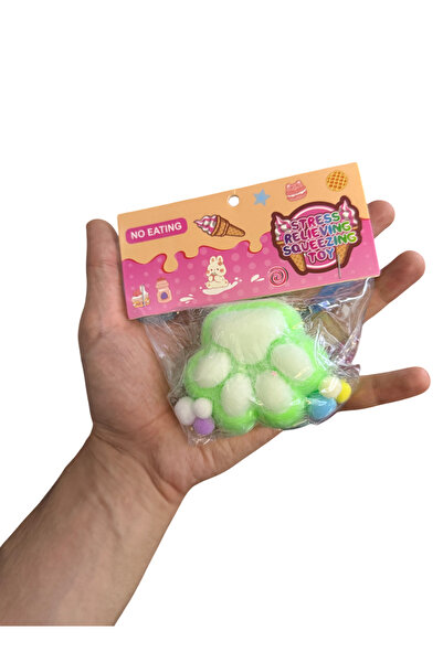 seyuse Kedi Patisi Taba Squishy Stress Oyuncağı Sukuşi pati, Tüylü Oyuncak YEŞİL