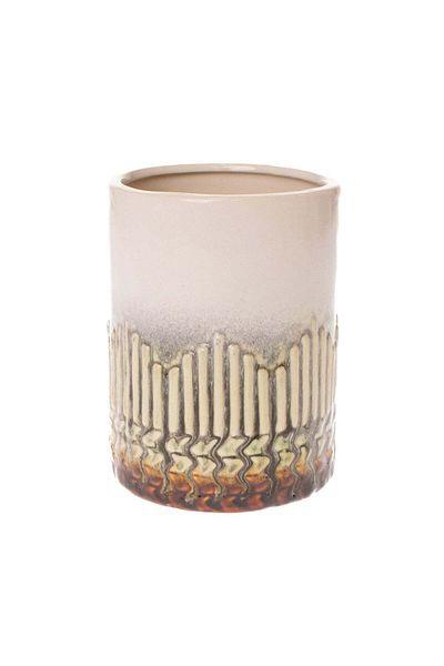 Ella Home Italia Vaza Degrade Line, Ceramica, Crem, 13 Cm