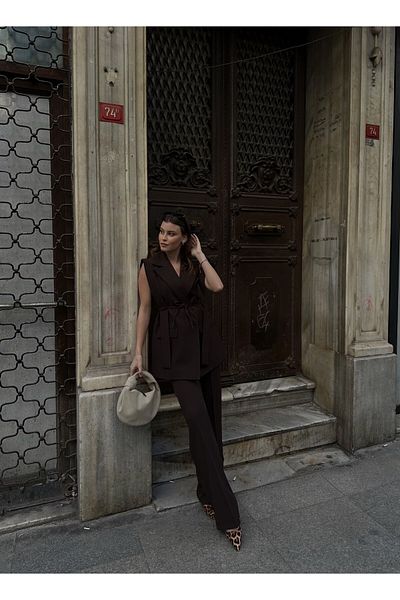 gmbutikk Belted Blazer Vest and Trousers Two Piece Set