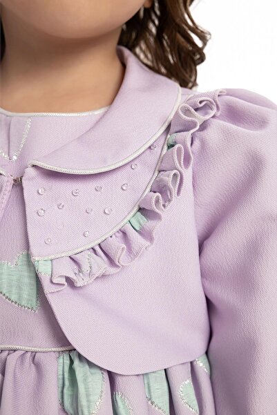 Pamina Kız Bebek Bolero ve Saç Aksesuarı Elbise 6-24 Ay Lila