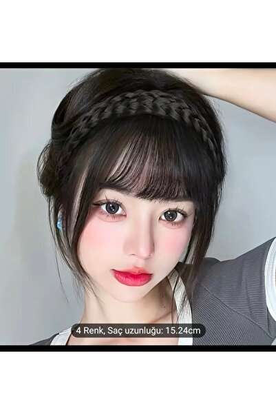 Handmade Kadınlar için doğal siyah örgü kahkül, İnce ve görünmez ağlı saç aks...