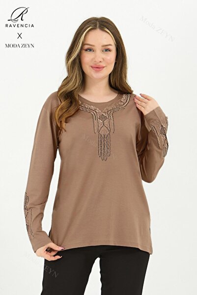 Ravencia Bluză de damă de vârstă mijlocie din viscoză Madoloyon cu model brod...