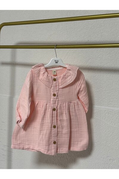 TİJK Muslin Fabric Baby Girl Collared Dress