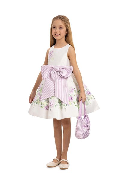 Pamina 3-7 Years Girl Bush Printed Dress and Purse Bag