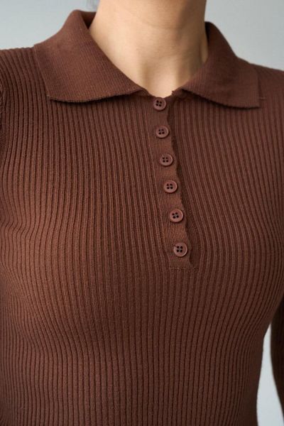 Moka Shopin Mokashopin Polo Neck 6 Button Sweater - Brown