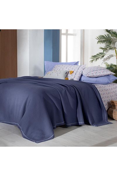Sarev Abel Navy Blue Single 100% Cotton Pique Set