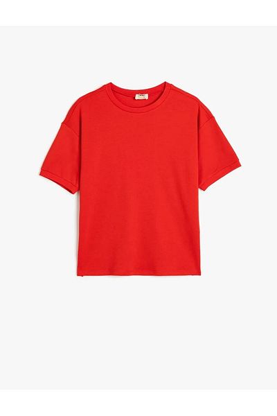 Koton Oversize Basic T-Shirt Short Sleeve Red Boy's T-Shirt 5Skb10003Tk
