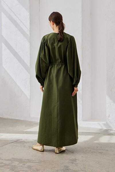 QANU Cotton Drawstring Dress Green