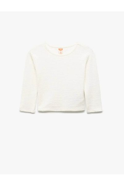 Koton Crew Neck Viscose Ecru Baby Girl Long Sleeve T-Shirt 5Smg10120Ak