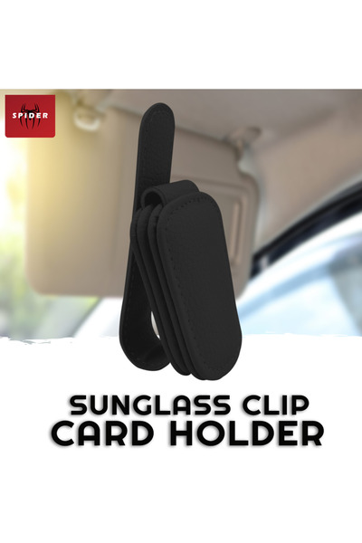 Spider Car Sun Visor Sunglasses Clip & Card Holder – Soft Leather, Scratch-Re...