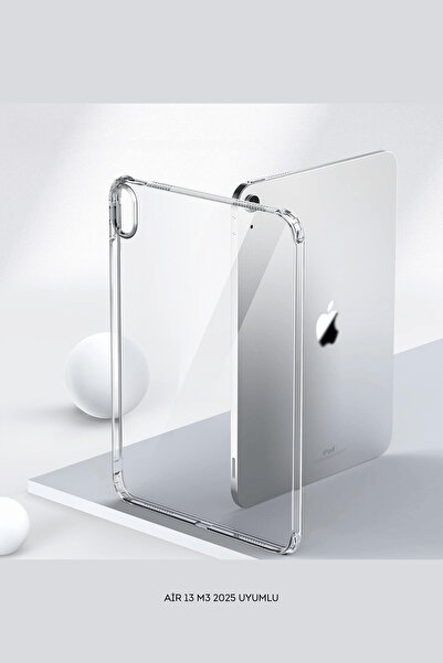 Fuchsia iPad Air 13 M3 Çip Uyumlu 2025 Fuchsia Darbe Emici Şeffaf Koruyucu Si...