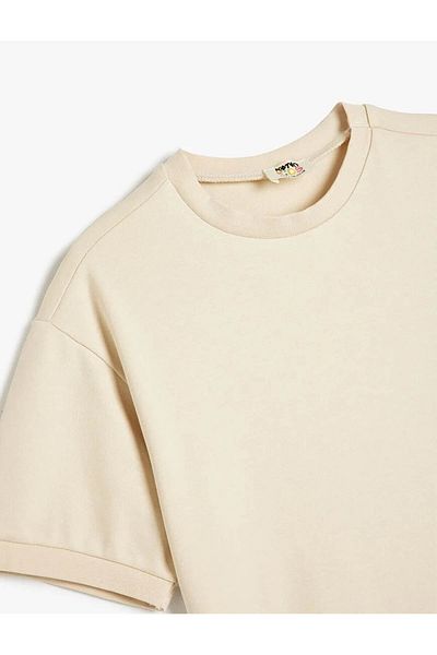 Koton Oversize Basic T-Shirt Short Sleeve Beige Boy's T-Shirt 5Skb10003Tk