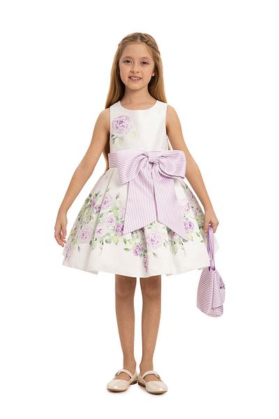 Pamina 3-7 Years Girl Bush Printed Dress and Purse Bag