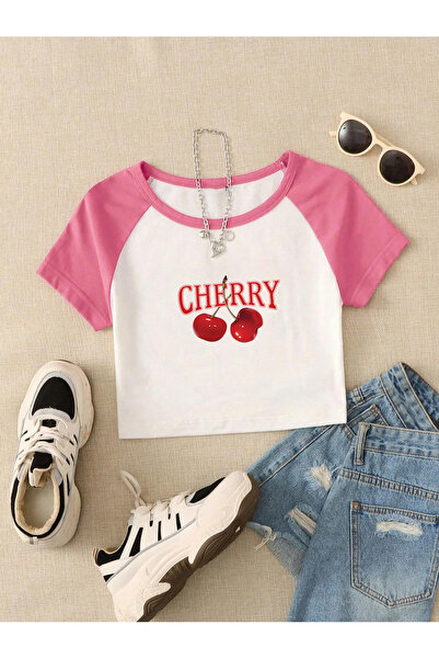 Ginevra Γυναικείο μπλουζάκι με στάμπα Cherry Garnished Crop