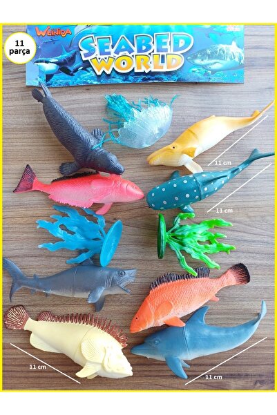 OYUNCAKSAHİLİ Deniz Canlıları 11 Parça Balık Shark Yosun Balina Fokbalığı Den...