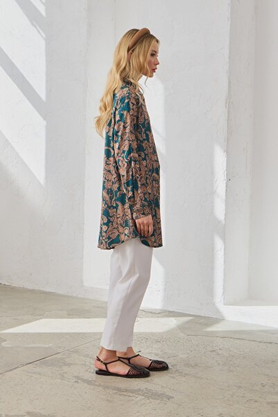 QANU Desenli Gömlek Yeşil