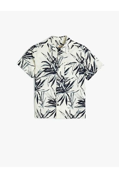 Koton Cotton Short Sleeve Single Pocket Ecru Boy's Shirt 5Skb60039Tw