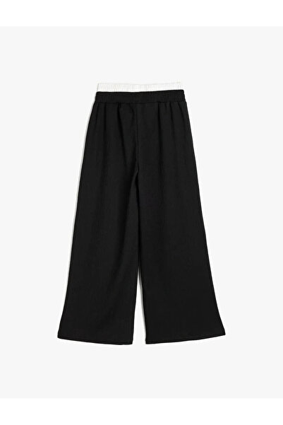 Koton Black Girls' Pants with Pockets, Double Waist Detail, Elastic Waistband 5Skg40047Ak