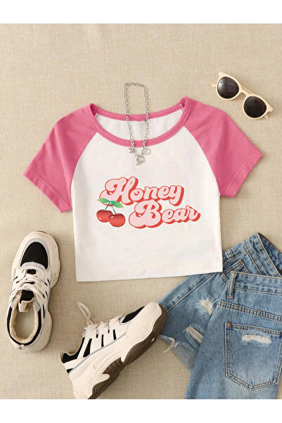 Ginevra Ženska majica Honey Bear Štampano Sa ukrasnim detaljima Skraćeni kroj