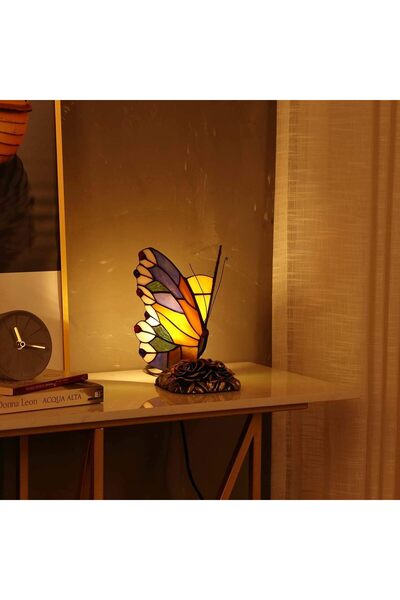 BIEYE Kelebek Tffany Tarzı Vitray Masa Lambası