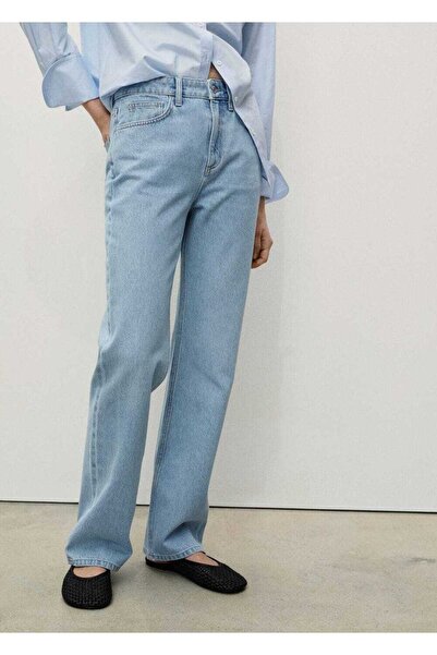 MANGO Woman Matilda düz kesim orta bel jean pantolon