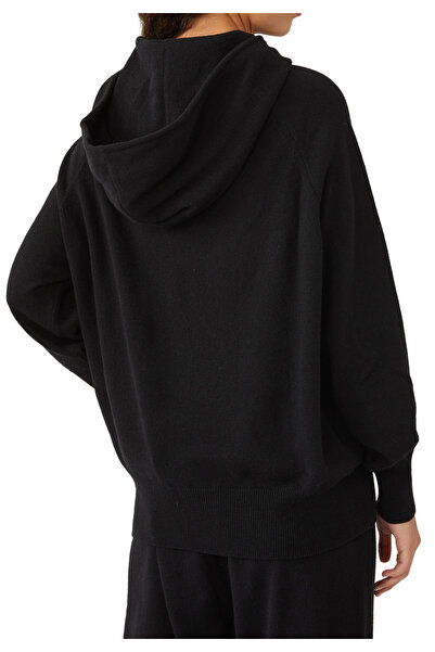 PANGAİA Geri Dönüşümlü Kaşmir Kapüşonlu Sweatshirt - SİYAH