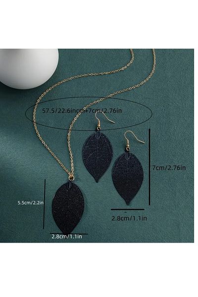 mos&more 3 Pcs Rose Gold Women Necklace Earrings Set
