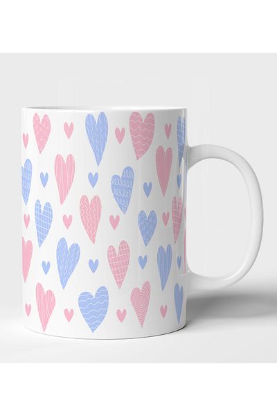 rk tasarım Stylish and Modern Heart Pattern Ceramic Mug