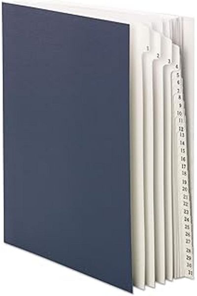 Hepta Collection Smead desk file/sorter, daily (1-31), 31 dividers, letter size, dark blue (89294)