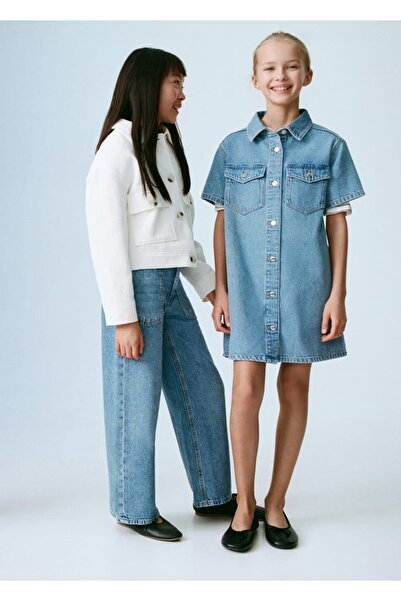 MANGO Kids Wideleg Jeans s vysokým pasem