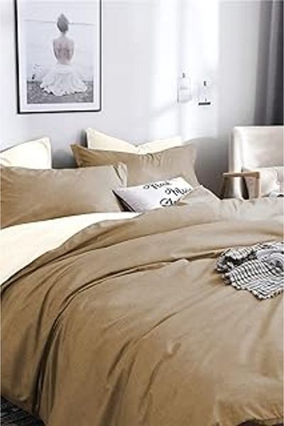 NETWORK ART Alla Turca Single Ranforce Double-Sided Duvet Cover Set - Flat Sheet - Cream/Milk Coffee