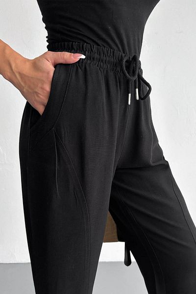 İstangül Butik Leg and Pocket Detail Cotton Linen Casual Pants