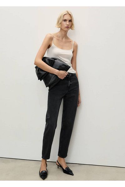 MANGO Woman Mom2000 Pantaloni Mom Jean cu talie înaltă