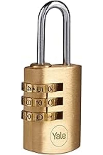 Yale Y150B/22/120/1 - 3 Digit Combination Brass Padlock, Steel Ring, 22 mm