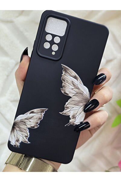Magic Ring Xiaomi Note 11 PRO/Note 12 PRO 4G Uyumlu Kelebek Baskılı Siyah Sil...