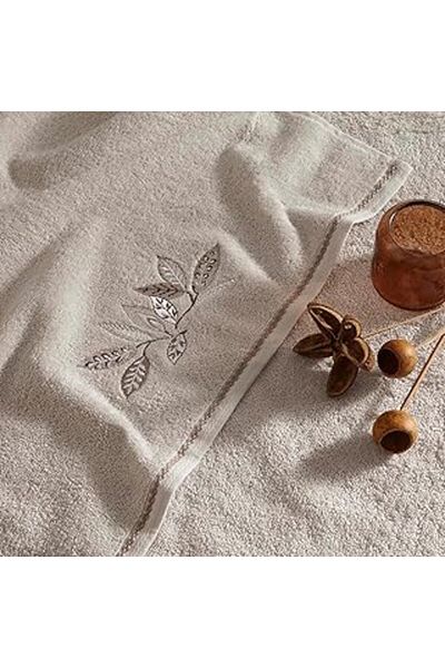 NETWORK ART Crown Arch Embroidered 100% Cotton Face Towel, Cream, 90X150 cm