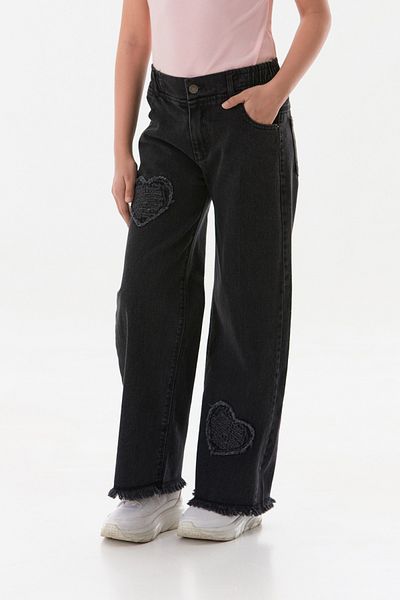 Fulla Moda Heart Embroidered Tasseled Girl's Trousers