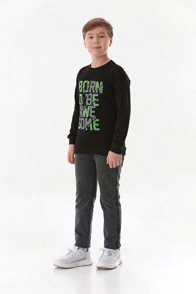 Fulla Moda Hanorac pentru băiat cu gât crew cu imprimeu text