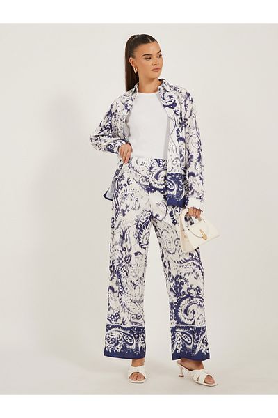 Styli Paisley Print Spread Collar Drop Shoulder Shirt