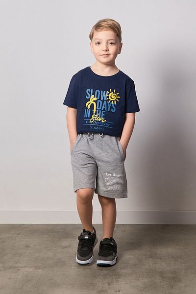 Fulla Moda Αγορικό σορτς με ελαστική μέση με στάμπα Los Angeles