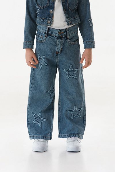 Fulla Moda Pantaloni Palazzo pentru fete cu broderie stea