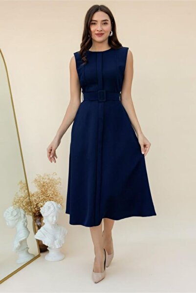 GDS BUTİK Midi Boy Kemerli Elbise