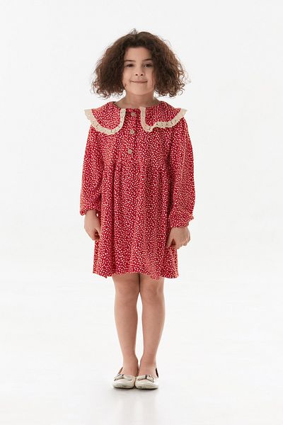 Fulla Moda Floral Baby Collar Girl's Dress