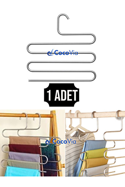 CocoVia Pratik 5 Katlı Pantolon Askısı-pantolon Askı Eşarp Şal Giysi Askısı-dolap Içi Düzenleyici Askı
