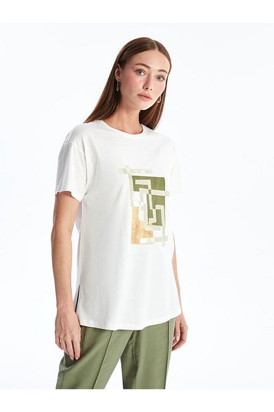 LC Waikiki New Season Crew Neck Printed Short Sleeve Women's T-Shirt - S4Na71Z8