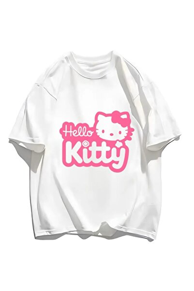 weywot Tricou alb cu imprimeu față/spate pentru jucător de volei Hello Kitty